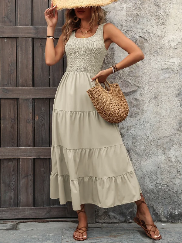 Epic Deals Chelsey Smocked Scoop Neck Sleeveless Tank Dress
