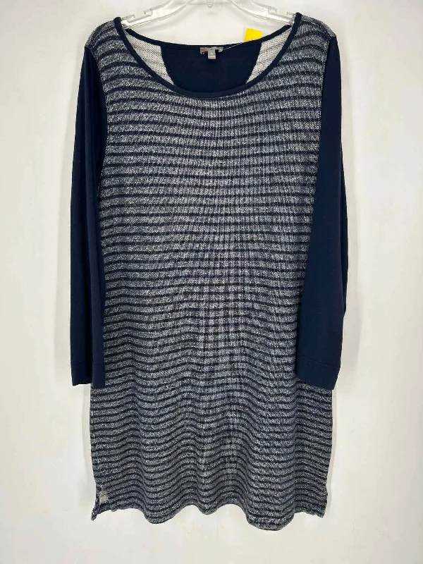 T By Talbots Size XL Navy Striped Dress