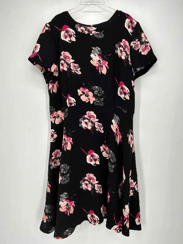 Talbots Size 16 Black Floral Dress