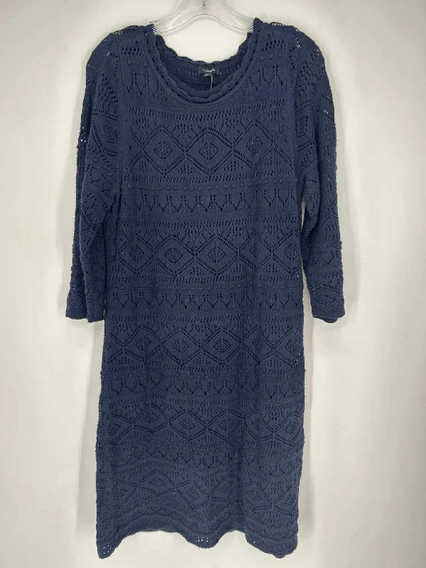 Talbots Size L Navy Eyelet Dress