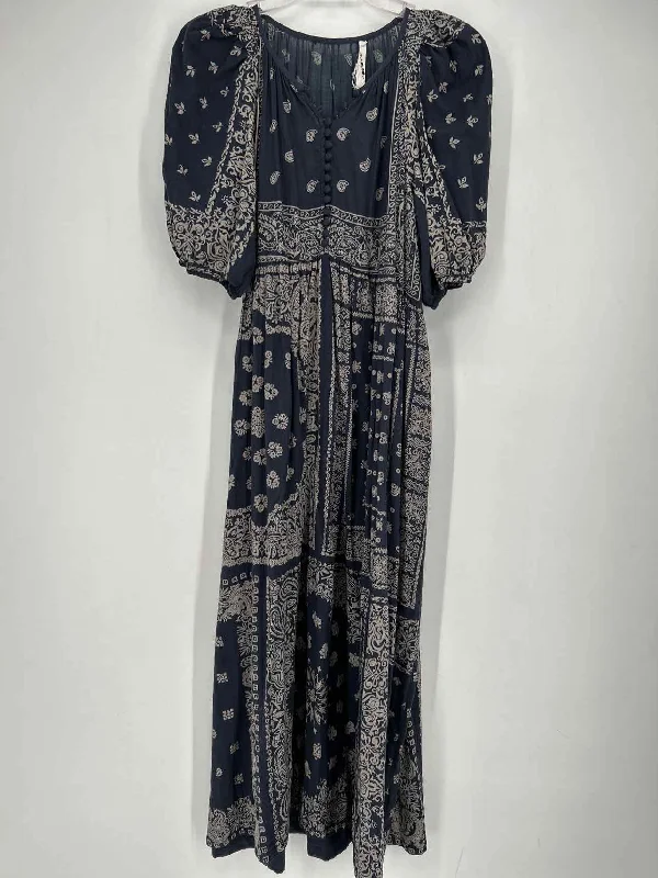 The Great. Ravine Size 2 Indigo Bandana Print Maxi